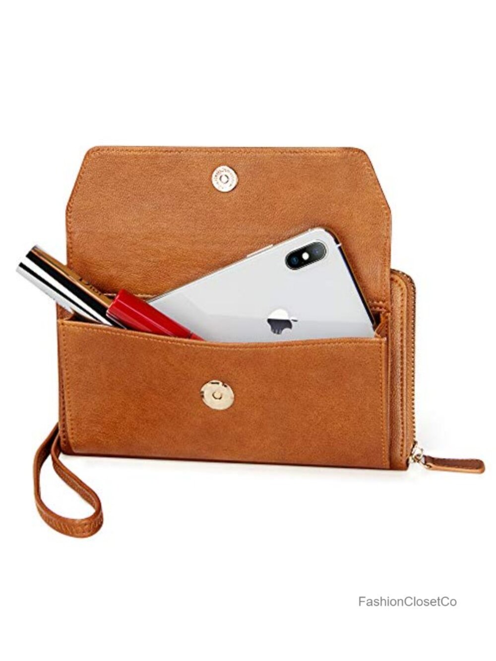 RFID Blocking Wristlet Wallet, Zip-Around Crossbody Clutch with 2 Removable - Picture 5 of 6